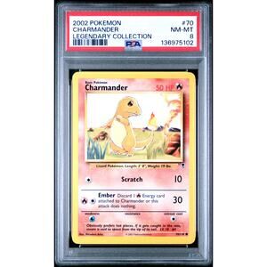 PSA 8 NM-MT Charmander 70/110 Pokémon 2002 Legendary Collection Non Holo Common